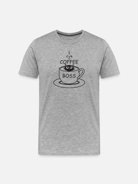 Kaffee Katze - Männer Premium Bio T-Shirt - Grau meliert