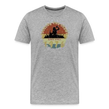 50e anniversaire Faire vibrer la foule SNG 04/1976 - T-shirt bio Premium Homme - gris chiné - Devant - Damien (186cm)