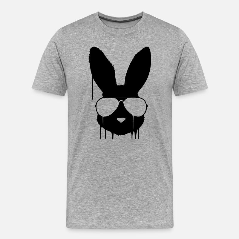Cooler Hase Brille Graffiti - Männer Premium Bio T-Shirt - Grau meliert