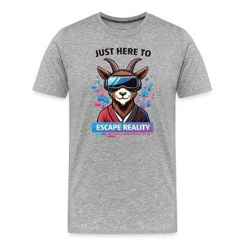 Ziegen-VR-Flucht-Realität - Männer Premium Bio T-Shirt - Grau meliert - Vorne - Damien (186cm)