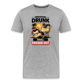 Sunset Pug Lounging Beer Tee - Men's Premium Organic T-Shirt - heather grey - Front - Damien (186cm)
