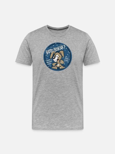 Hasen-Comic Haddu Problem? - Männer Premium Bio T-Shirt - Grau meliert