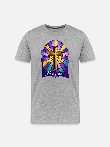 He is Risen Cross Easter - Men's Premium Organic T-Shirt - heather grey