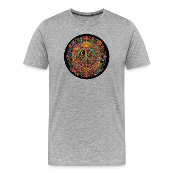 Frieden Liebe Natur Hippie - Männer Premium Bio T-Shirt - Grau meliert - Vorne - Damien (186cm)