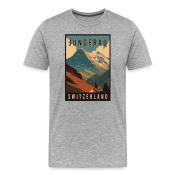 Découvrez le paysage suisse Jungfrau en Suisse - T-shirt bio Premium Homme - gris chiné - Devant - Damien (186cm)