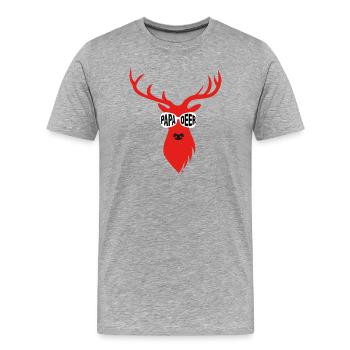 Dad Deer with Sunglasses - Red - Men's Premium Organic T-Shirt - heather grey - Front - Damien (186cm)