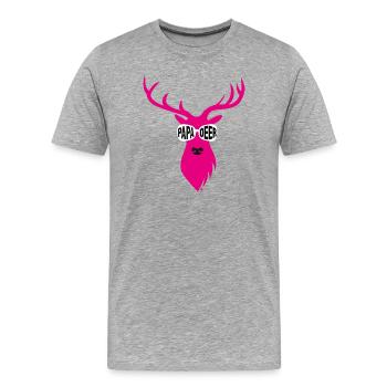 Papa-Hirsch mit Sonnenbrille - pink - Männer Premium Bio T-Shirt - Grau meliert - Vorne - Damien (186cm)