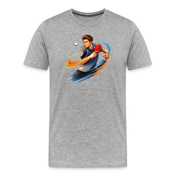 Chemise de tennis de table Spin Topspin Ping-Pong - T-shirt bio Premium Homme - gris chiné - Devant - Damien (186cm)