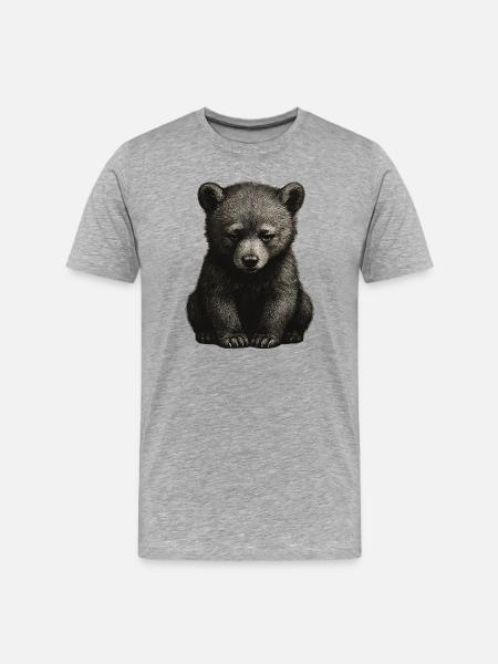 Schwarz-Weiß Bärenjunge - Männer Premium Bio T-Shirt - Grau meliert