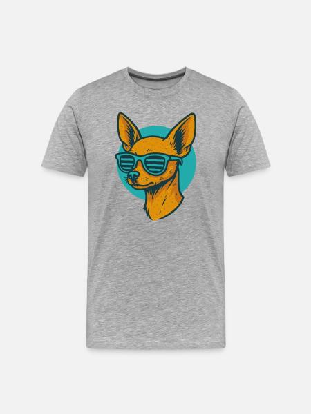 Chihuahua Sunglasses Retro - Men's Premium Organic T-Shirt - heather grey