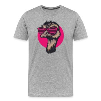 Bouquet with sunglasses, Nandu, Emu - Men's Premium Organic T-Shirt - heather grey - Front - Damien (186cm)