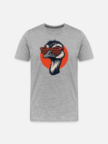 Strauß mit Retro-Sonnenbrille - Männer Premium Bio T-Shirt - Grau meliert