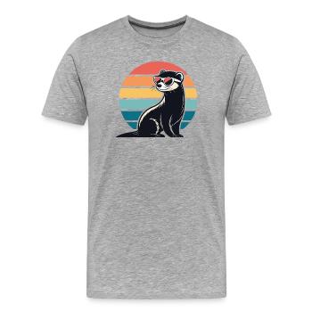 Furet rétro au soleil - T-shirt bio Premium Homme - gris chiné - Devant - Damien (186cm)