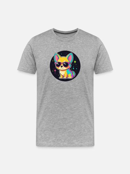 Dog Cosmos Neonbrille - Männer Premium Bio T-Shirt - Grau meliert
