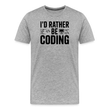 Je préfère coder - T-shirt bio Premium Homme - gris chiné - Devant - Damien (186cm)