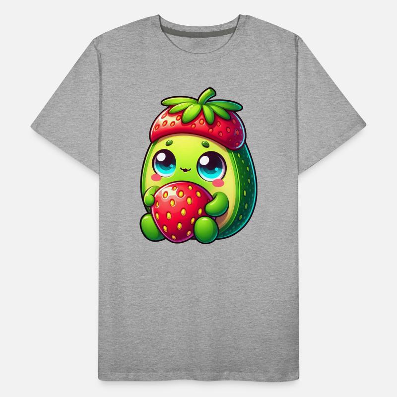 Avocado Strawberry Cartoon Fruit Funny Men's Premium Organic T-Shirt