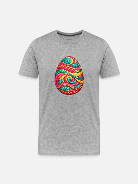 Buntes Spirales Osterei - Männer Premium Bio T-Shirt - Grau meliert