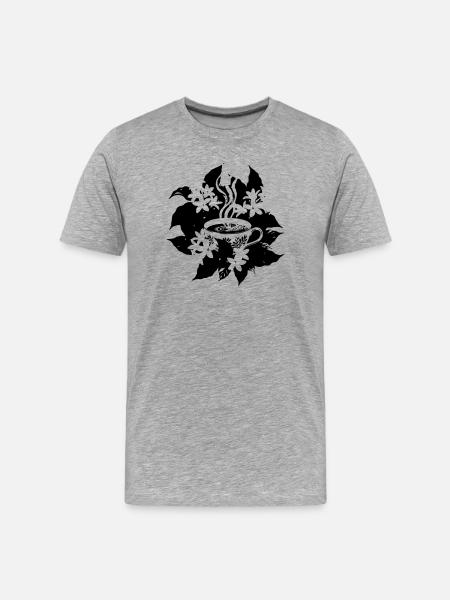 Elegant Coffee Cup Floral Botanical - Men's Premium Organic T-Shirt - heather grey