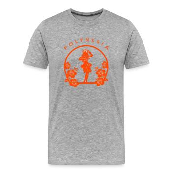 Polynesien Aloha Hula-Tänzerin & Hibiskusblüte - Männer Premium Bio T-Shirt - Grau meliert - Vorne - Damien (186cm)