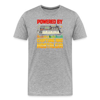 Propulsé par Chiptune | Nostalgie rétro - T-shirt bio Premium Homme - gris chiné - Devant - Damien (186cm)