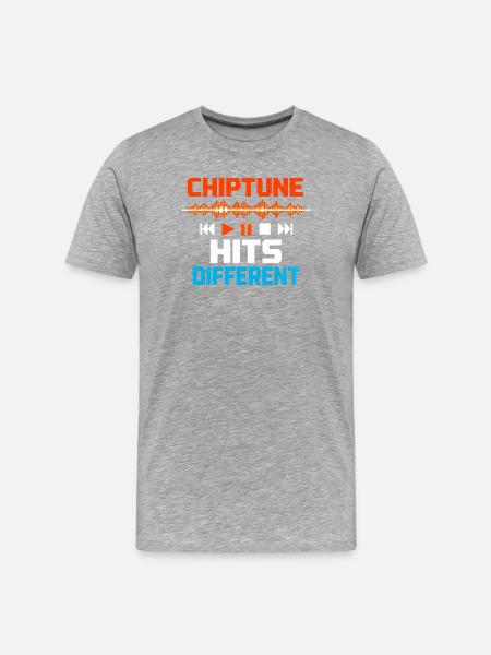 Chiptune tire différemment | Humour musical 8-bit - T-shirt bio Premium Homme - gris chiné