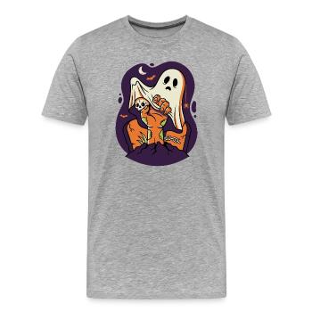 Horror Movie Night Monster Popcorn - Men's Premium Organic T-Shirt - heather grey - Front - Damien (186cm)