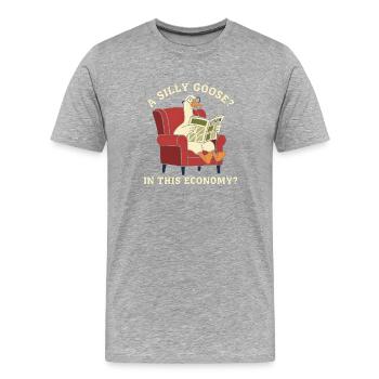 Lustige Gans liest Zeitung Sofa - Männer Premium Bio T-Shirt - Grau meliert - Vorne - Damien (186cm)
