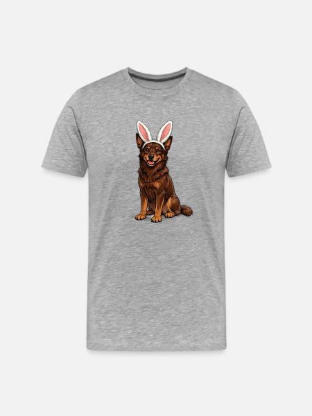 Hopping dog with rabbit ears - Men's Premium Organic T-Shirt - heather grey