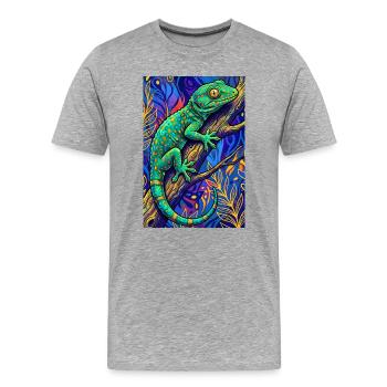 Gecko - Männer Premium Bio T-Shirt - Grau meliert - Vorne - Damien (186cm)
