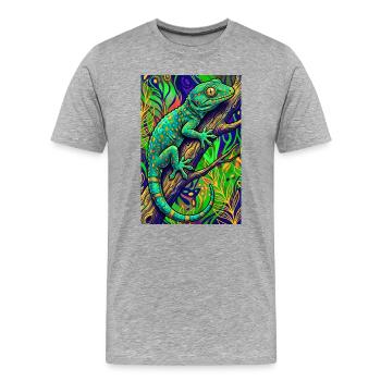 Gecko - T-shirt bio Premium Homme - gris chiné - Devant - Damien (186cm)