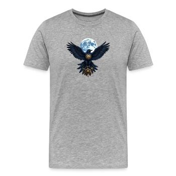 Steampunk Luna Raven with Rudder - Men's Premium Organic T-Shirt - heather grey - Front - Damien (186cm)
