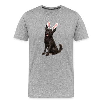 Chien noir aux oreilles de lapin - T-shirt bio Premium Homme - gris chiné - Devant - Damien (186cm)