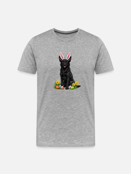 Osterhund mit Hasenohren und Ostereiern - Männer Premium Bio T-Shirt - Grau meliert