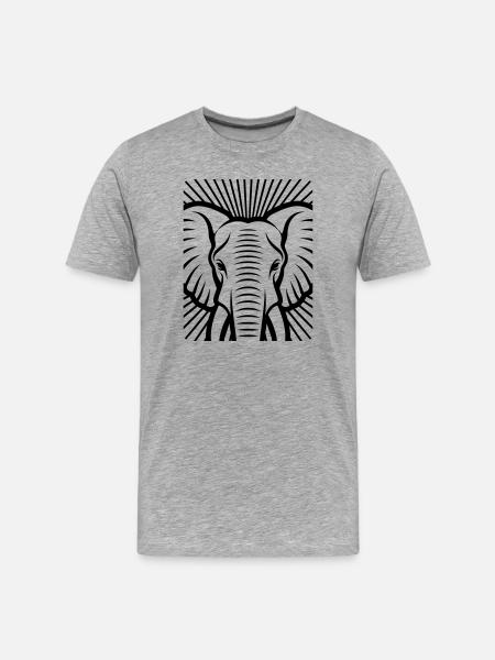 Elefantenkopf - Männer Premium Bio T-Shirt - Grau meliert