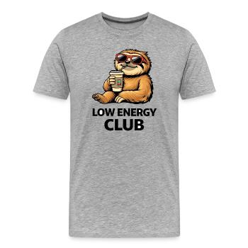 Low Energy Sloth Coffee Club - Men's Premium Organic T-Shirt - heather grey - Front - Damien (186cm)