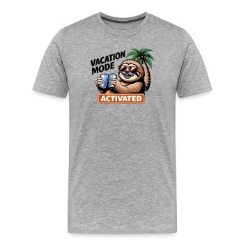 Aktivierte Sloth Beach Party - Männer Premium Bio T-Shirt - Grau meliert - Vorne - Damien (186cm)
