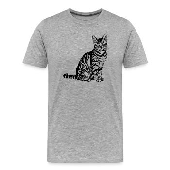 Exotic Bengal Cat - Art de lignes léopard élégant - T-shirt bio Premium Homme - gris chiné - Devant - Damien (186cm)