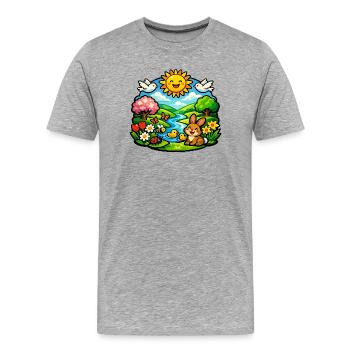 Sonnenschein-Traumgarten - Männer Premium Bio T-Shirt - Grau meliert - Vorne - Damien (186cm)