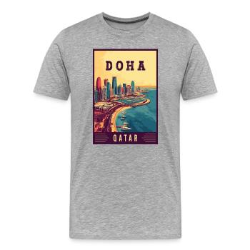 Explore Desert City Skyline of Doha in Qatar - Men's Premium Organic T-Shirt - heather grey - Front - Damien (186cm)