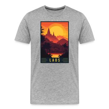 Explore Timeless Beauty of Laos - Men's Premium Organic T-Shirt - heather grey - Front - Damien (186cm)