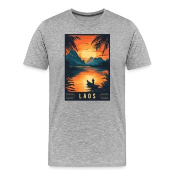 Entdecke zeitlose Schönheit von Laos - Männer Premium Bio T-Shirt - Grau meliert - Vorne - Damien (186cm)
