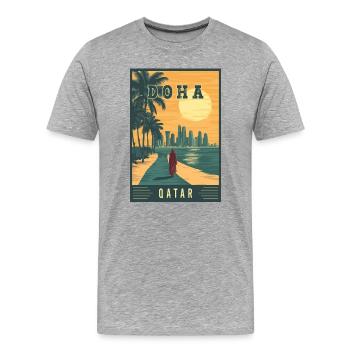 Discover Desert City Skyline of Doha in Qatar - Men's Premium Organic T-Shirt - heather grey - Front - Damien (186cm)