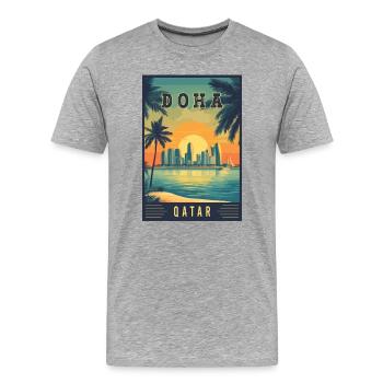 Experience Desert City Skyline of Doha in Qatar - Men's Premium Organic T-Shirt - heather grey - Front - Damien (186cm)