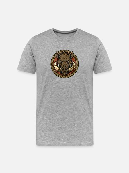 Wikinger Eberemblem - Männer Premium Bio T-Shirt - Grau meliert