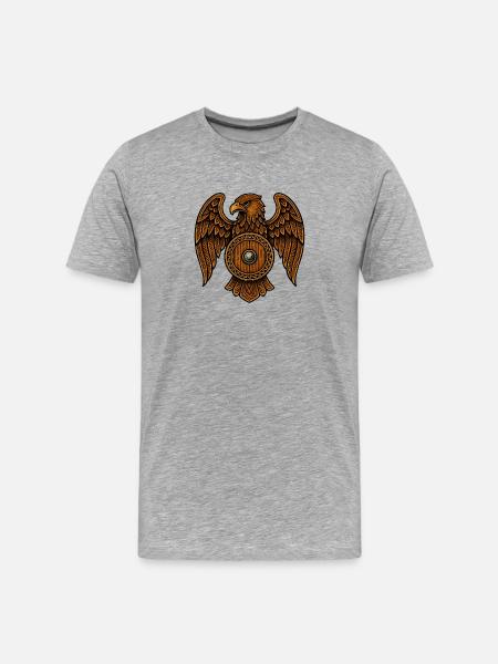Holzadler Wappenschild - Männer Premium Bio T-Shirt - Grau meliert