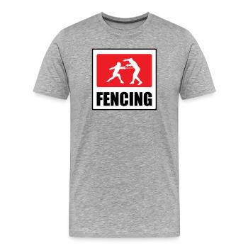 Signalétique escrime : silhouettes en plein duel - T-shirt bio Premium Homme - gris chiné - Devant - Damien (186cm)