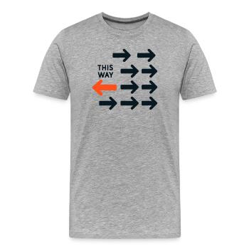 Invertierter Pfeil gegen das aktuelle Design So Tot - Männer Premium Bio T-Shirt - Grau meliert - Vorne - Damien (186cm)