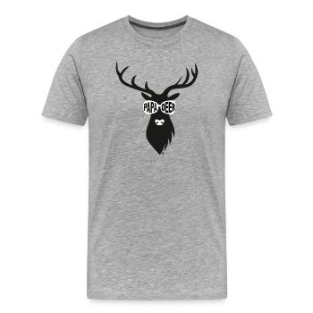 Tête de cerf avec lunettes de soleil - noires - T-shirt bio Premium Homme - gris chiné - Devant - Damien (186cm)