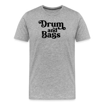 Drum and Bass Typographie audacieuse - T-shirt bio Premium Homme - gris chiné - Devant - Damien (186cm)