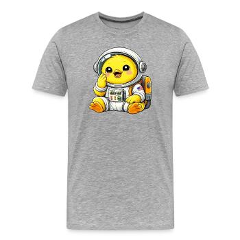 Süßes Huhn Küken Astronaut Weltraum Entdecker - Männer Premium Bio T-Shirt - Grau meliert - Vorne - Damien (186cm)